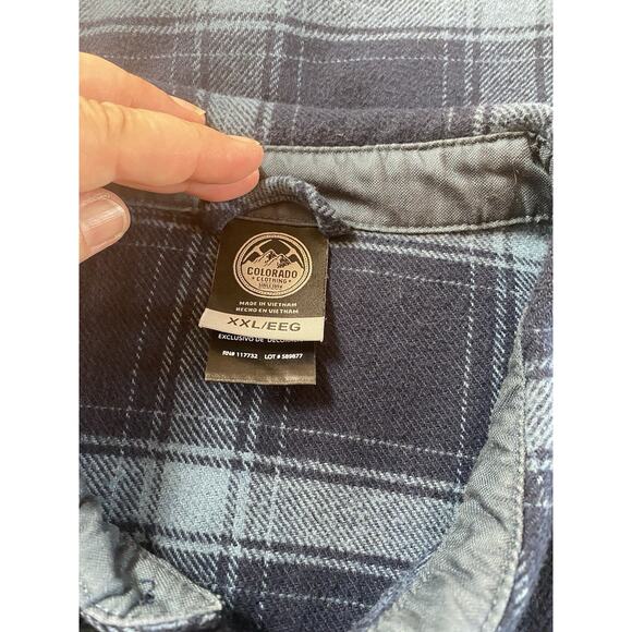 Men’s Size XXL Flannel Shirt Plaid Blue Shacket Colorado Clothing - Picture 4 of 12